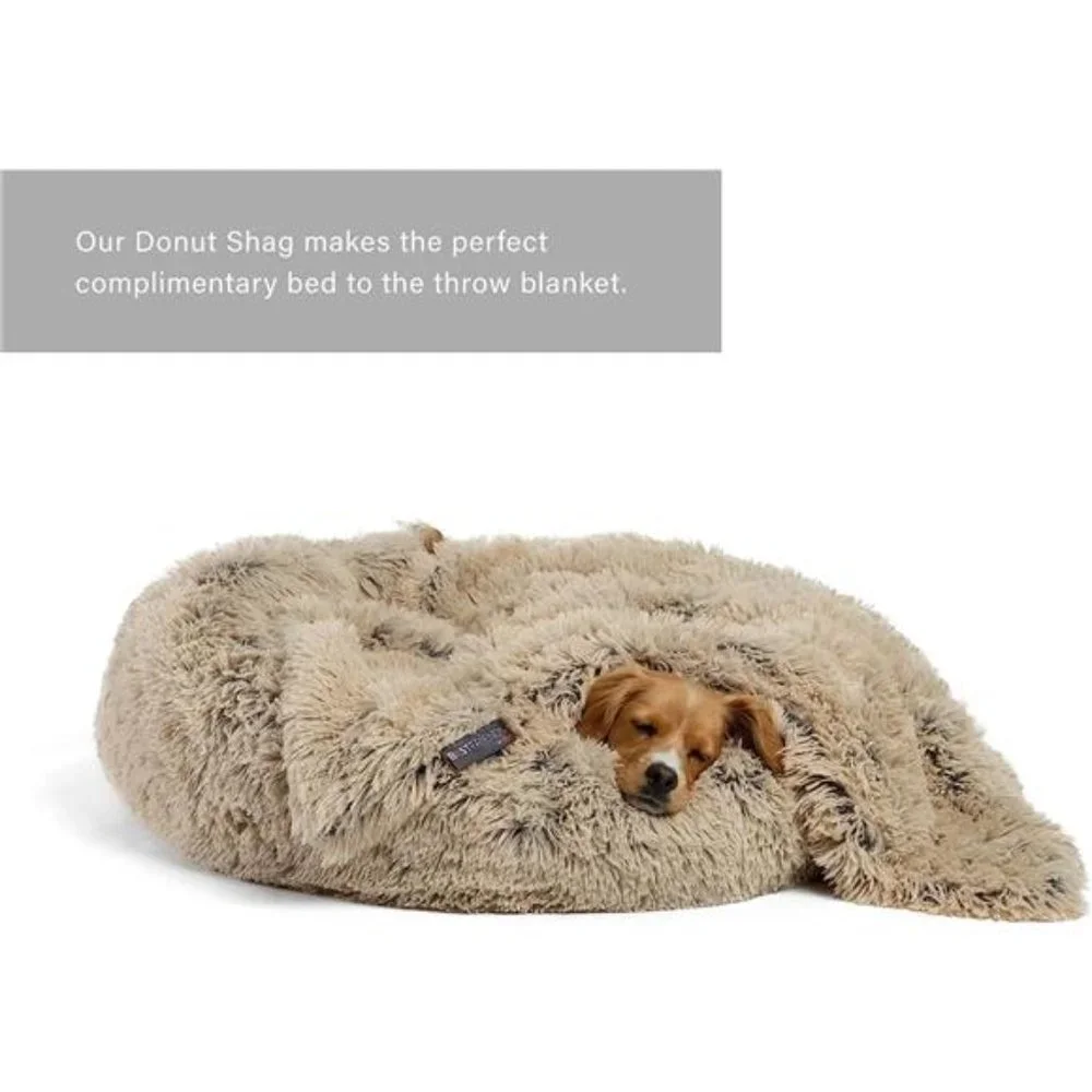 Calming Shag Fur Pet Throw Blanket, Taupe, 30
